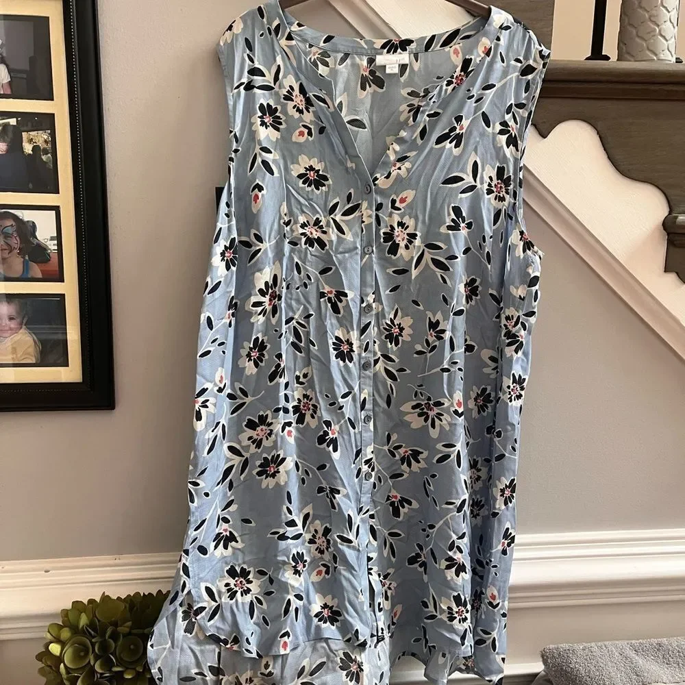 J. Crew Beachwear Blue Linen Striped Tie Caftan Cover Up sz S NWOT